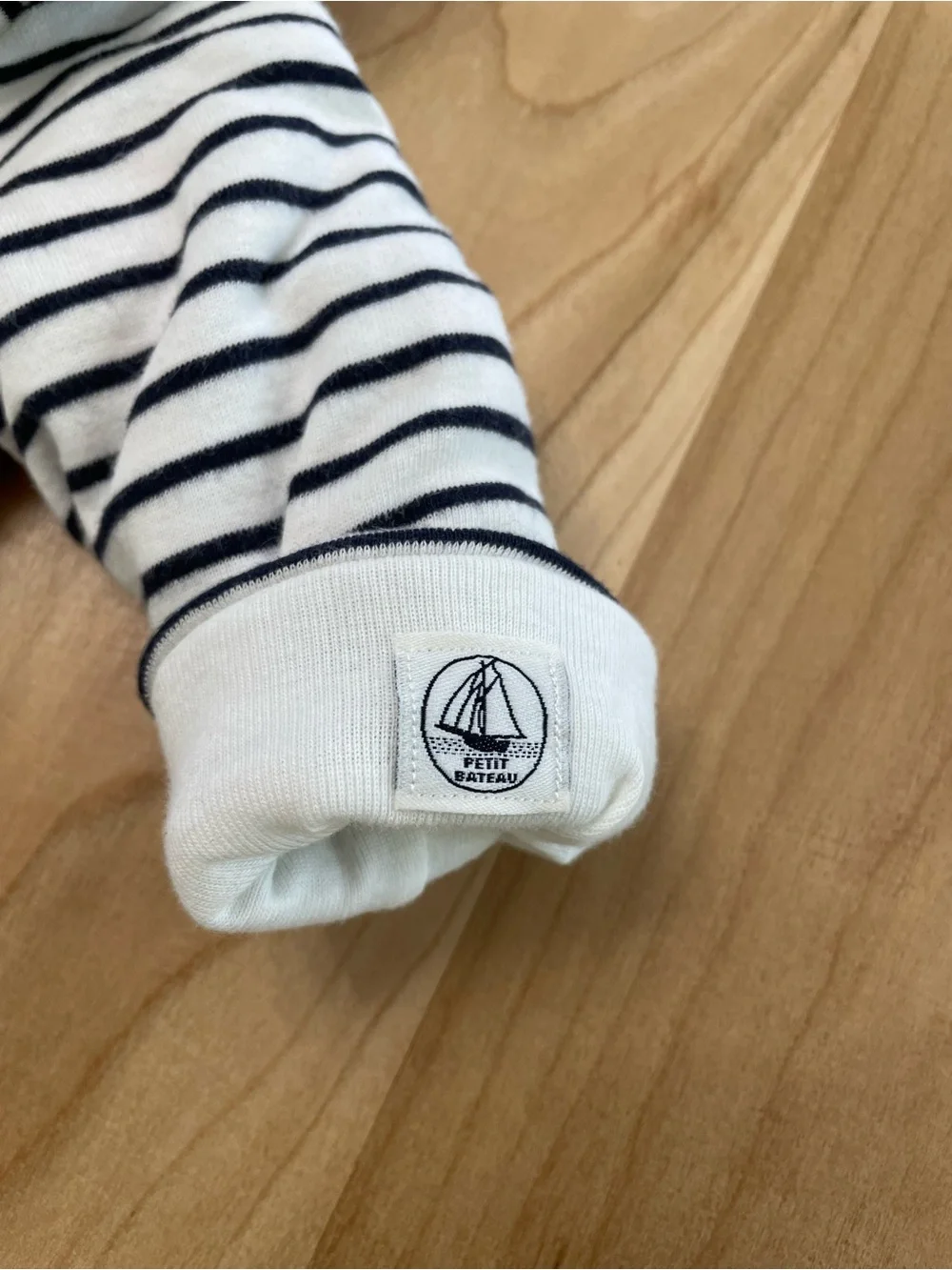 Petit Bateau Baby Navy Striped Lite Bunting With Soft Fleece Hood 1 Month